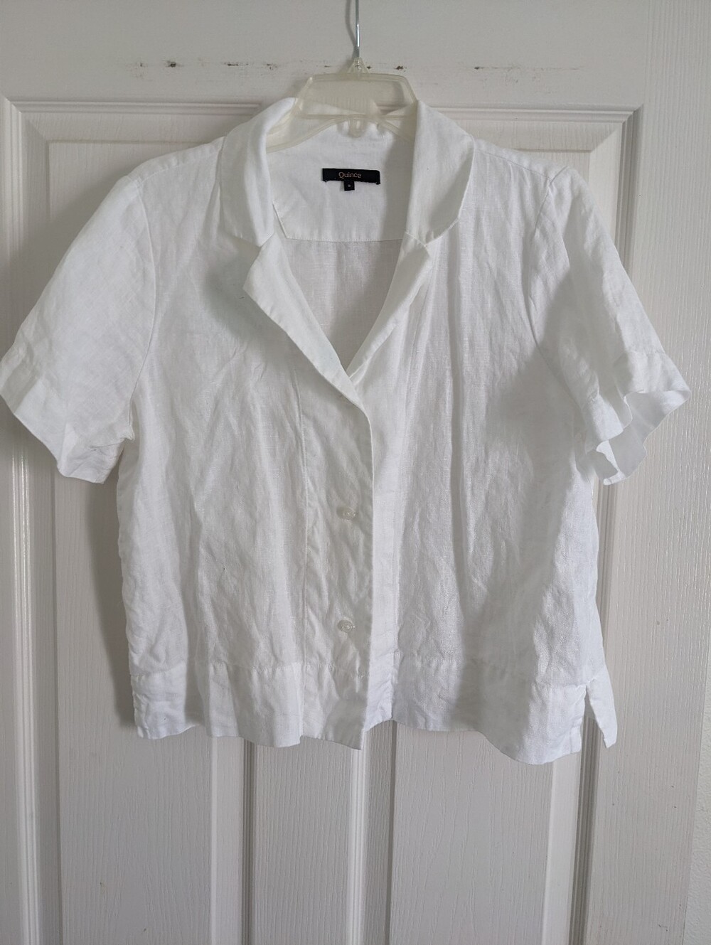 Quince White Short-Sleeve Linen Button-Front Shirt